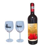 Set cadou Iubit/Sot, Cutie de vin cu sticla si 2 pahare, 35x25cm, Vin Domeniile Panciu Feteasca Neagra, CSVIS001 - imagine 3