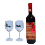 Set cadou Iubit/Sot, Cutie de vin cu sticla si 2 pahare, 35x25cm, Vin Budureasca Clasic, CSVIS005 - imagine 3
