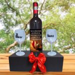 Set cadou Iubit/Sot, Cutie de vin cu sticla si 2 pahare, 35x25cm, Vin Domeniile Panciu Feteasca Neagra, CSVIS010 - imagine 4