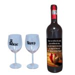 Set cadou Iubit/Sot, Cutie de vin cu sticla si 2 pahare, 35x25cm, Vin Domeniile Panciu Feteasca Neagra, CSVIS010 - imagine 3