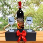 Set cadou Iubit/Sot, Cutie de vin cu sticla si 2 pahare, 35x25cm, Vin Budureasca Clasic, CSVIS011 - imagine 4