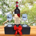 Set cadou Iubit/Sot, Cutie de vin cu sticla si 2 pahare, 35x25cm, Vin Domeniile Panciu Feteasca Neagra, CSVIS013 - imagine 4