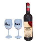 Set cadou Iubit/Sot, Cutie de vin cu sticla si 2 pahare, 35x25cm, Vin Domeniile Panciu Feteasca Neagra, CSVIS013 - imagine 3