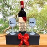 Set cadou Iubit/Sot, Cutie de vin cu sticla si 2 pahare, 35x25cm, Vin Budureasca Clasic, CSVIS014 - imagine 4