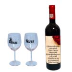 Set cadou Iubit/Sot, Cutie de vin cu sticla si 2 pahare, 35x25cm, Vin Budureasca Clasic, CSVIS014 - imagine 3