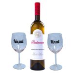 Set cadou Nasi, Cutie de vin cu sticla si 2 pahare, 35x25cm, Vin Budureasca Clasic Tămâioasă Românească, CSVN003 - imagine 3