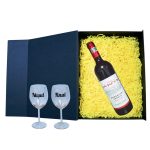 Set cadou Nasi, Cutie de vin cu sticla si 2 pahare, 35x25cm, Vin Domeniile Panciu Feteasca Neagra, CSVN004 - imagine 2
