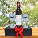 Set cadou Nasi, Cutie de vin cu sticla si 2 pahare, 35x25cm, Vin Domeniile Panciu Feteasca Neagra, CSVN004 - imagine 4