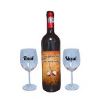 Set cadou Nasi, Cutie de vin cu sticla si 2 pahare, 35x25cm, Vin Domeniile Panciu Feteasca Neagra, CSVN005 - imagine 3