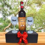 Set cadou Nasi, Cutie de vin cu sticla si 2 pahare, 35x25cm, Vin Domeniile Panciu Feteasca Neagra, CSVN005 - imagine 4