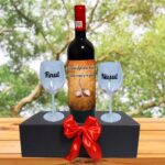 Set cadou Nasi, Cutie de vin cu sticla si 2 pahare, 35x25cm, Vin Budureasca Clasic, CSVN006 - imagine 4