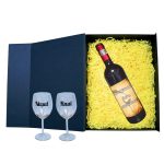 Set cadou Nasi, Cutie de vin cu sticla si 2 pahare, 35x25cm, Vin Domeniile Panciu Feteasca Neagra, CSVN008 - imagine 2