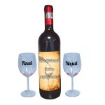Set cadou Nasi, Cutie de vin cu sticla si 2 pahare, 35x25cm, Vin Domeniile Panciu Feteasca Neagra, CSVN008 - imagine 3