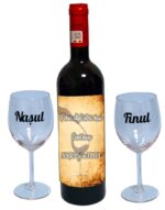 Set cadou Nasi, Cutie de vin cu sticla si 2 pahare, 35x25cm, Vin Budureasca Clasic, CSVN009 - imagine 3