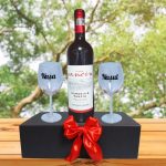 Set cadou Nasi, Cutie de vin cu sticla si 2 pahare, 35x25cm, Vin Domeniile Panciu Feteasca Neagra, CSVN010 - imagine 4