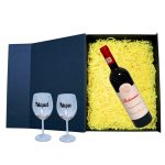 Set cadou Nasi, Cutie de vin cu sticla si 2 pahare, 35x25cm, Vin Budureasca Fetească Neagră , CSVN012 - imagine 2