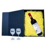 Set cadou Nasi, Cutie de vin cu sticla si 2 pahare, 35x25cm, Vin Budureasca Clasic, CSVN021 - imagine 2