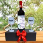 Set cadou Nasi, Cutie de vin cu sticla si 2 pahare, 35x25cm, Vin Budureasca Clasic, CSVN021 - imagine 4