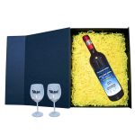 Set cadou Nasi, Cutie de vin cu sticla si 2 pahare, 35x25cm, Vin Domeniile Panciu Feteasca Neagra, CSVN023 - imagine 2
