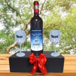 Set cadou Nasi, Cutie de vin cu sticla si 2 pahare, 35x25cm, Vin Domeniile Panciu Feteasca Neagra, CSVN023 - imagine 4