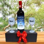 Set cadou Nasi, Cutie de vin cu sticla si 2 pahare, 35x25cm, Vin Budureasca Clasic, CSVN024 - imagine 4