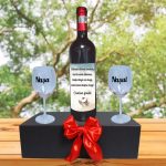 Set cadou Nasi, Cutie de vin cu sticla si 2 pahare, 35x25cm, Vin Domeniile Panciu Feteasca Neagra, CSVN026 - imagine 4