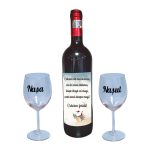Set cadou Nasi, Cutie de vin cu sticla si 2 pahare, 35x25cm, Vin Domeniile Panciu Feteasca Neagra, CSVN026 - imagine 3