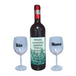 Set cadou Parinti, Cutie de vin cu sticla si 2 pahare, 35x25cm, Vin Domeniile Panciu Feteasca Neagra, CSVPA001 - imagine 3