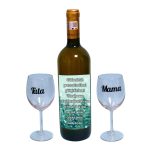 Set cadou Parinti, Cutie de vin cu sticla si 2 pahare, 35x25cm, Vin Domeniile Panciu Feteasca Regala, CSVPA003 - imagine 3