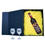 Set cadou Parinti, Cutie de vin cu sticla si 2 pahare, 35x25cm, Vin Domeniile Panciu Feteasca Neagra, CSVPA004 - imagine 2