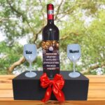 Set cadou Parinti, Cutie de vin cu sticla si 2 pahare, 35x25cm, Vin Domeniile Panciu Feteasca Neagra, CSVPA004 - imagine 4