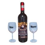 Set cadou Parinti, Cutie de vin cu sticla si 2 pahare, 35x25cm, Vin Domeniile Panciu Feteasca Neagra, CSVPA004 - imagine 3