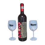 Set cadou Parinti, Cutie de vin cu sticla si 2 pahare, 35x25cm, Vin Domeniile Panciu Feteasca Neagra, CSVPA007 - imagine 3