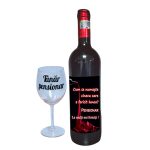 Set cadou Pensionare, Cutie de vin cu sticla si un pahar, 35x25cm, Vin Domeniile Panciu Feteasca Neagra, CSVPN001 - imagine 3