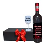 Set cadou Pensionare, Cutie de vin cu sticla si un pahar, 35x25cm, Vin Domeniile Panciu Feteasca Neagra, CSVPN001