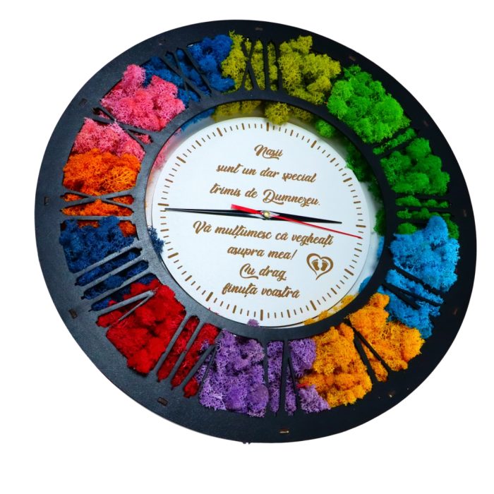 Ceas Licheni Nasi Botez, Lemn, Negru, 40cm, DL085 - imagine 4