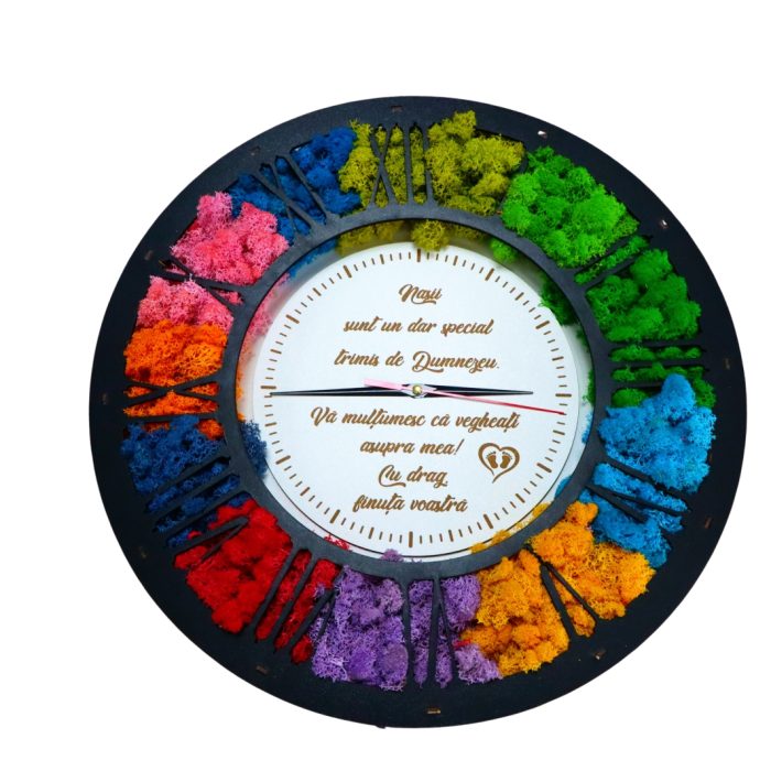 Ceas Licheni Nasi Botez, Lemn, Negru, 40cm, DL085 - imagine 1