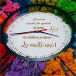 Ceas Licheni Aniversare, Lemn, Negru, 40cm, DL088 - imagine 2