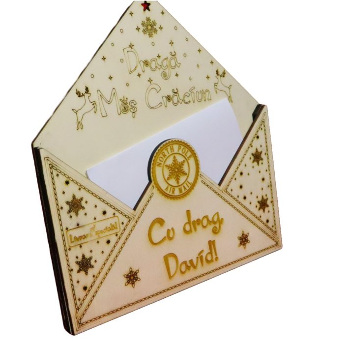 Plic pentru Mos Craciun, Personalizat, Lemn, 23x22 cm, PSSMC001 - imagine 2