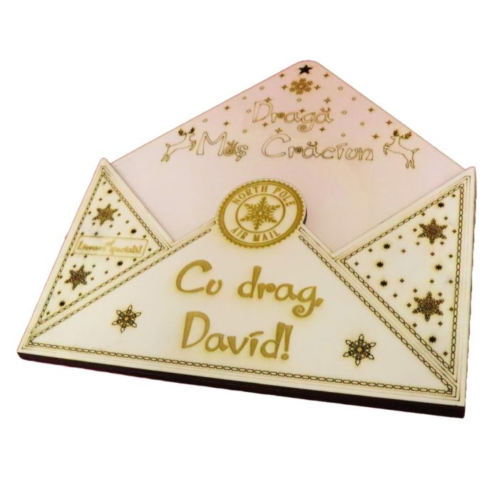 Plic pentru Mos Craciun, Personalizat, Lemn, 23x22 cm, PSSMC001 - imagine 3
