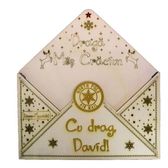 Plic pentru Mos Craciun, Personalizat, Lemn, 23x22 cm, PSSMC001 - imagine 1