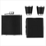 Set cadou, Plosca, 2 pahare shot, Tabachera, Otel Inoxidabil, 180 ml, SCB004 - imagine 2