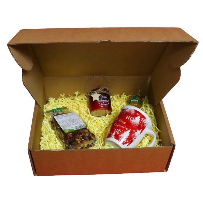Set cadou Craciun 4 piese, Ceai, Candela, Cana, Miere, 32,5x25,5x10,5 cm, SCC003 - imagine 1