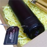 Set cadou Craciun 4 piese, Umbrela eleganta neagra, Pix si Creion, Termos negru smart, 32,5x25,5x10,5 cm, SCC004 - imagine 3