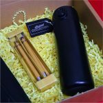 Set cadou Craciun 4 piese, Umbrela eleganta neagra, Pix si Creion, Termos negru smart, 32,5x25,5x10,5 cm, SCC004 - imagine 4