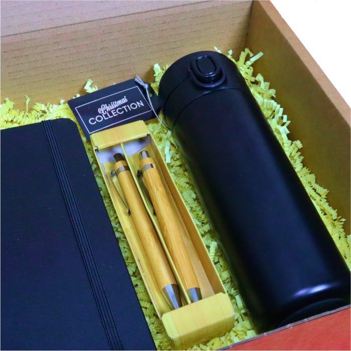 Set cadou Craciun 4 piese, Termos negru smart, Pix si Creion, Carnet elegant, 32,5x25,5x10,5 cm, SCC015 - imagine 4