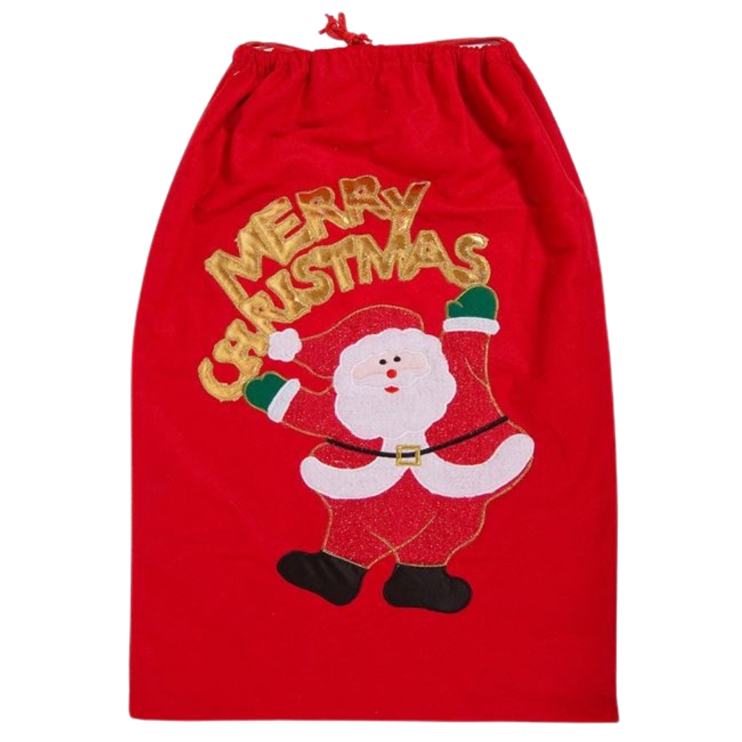 sac mos craciun scris auriu