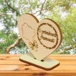 Martisor, Baza pentru flori, Inima, Lemn, Primavara, 10x8 cm, BM001 - imagine 2
