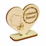 Martisor, Baza pentru flori, Inima, Lemn, Primavara, 10x8 cm, BM001 - imagine 3