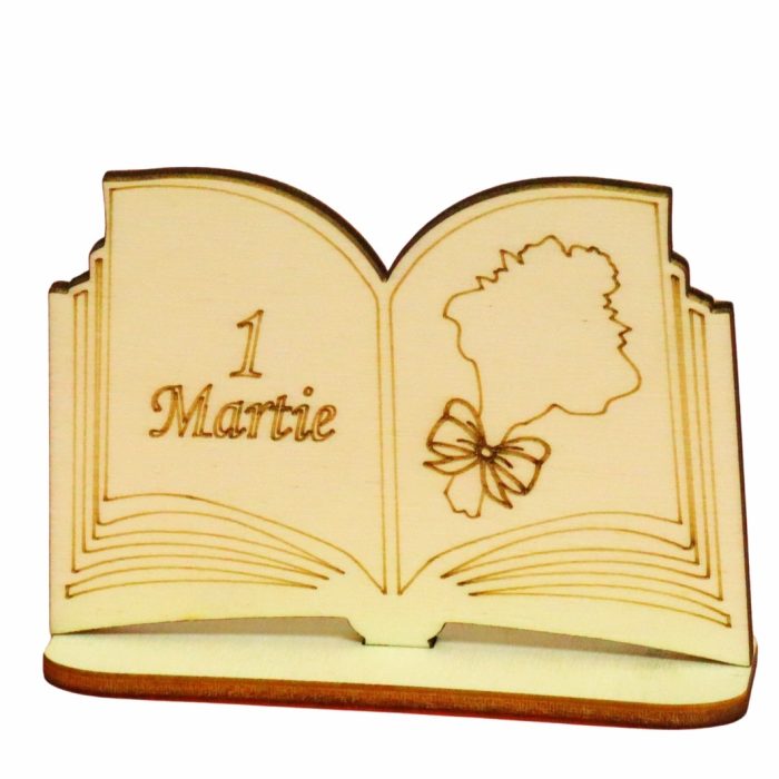 Martisor, Baza pentru flori, Carte, 1 Martie, Lemn, Primavara, 10x7 cm, BM002 - imagine 1